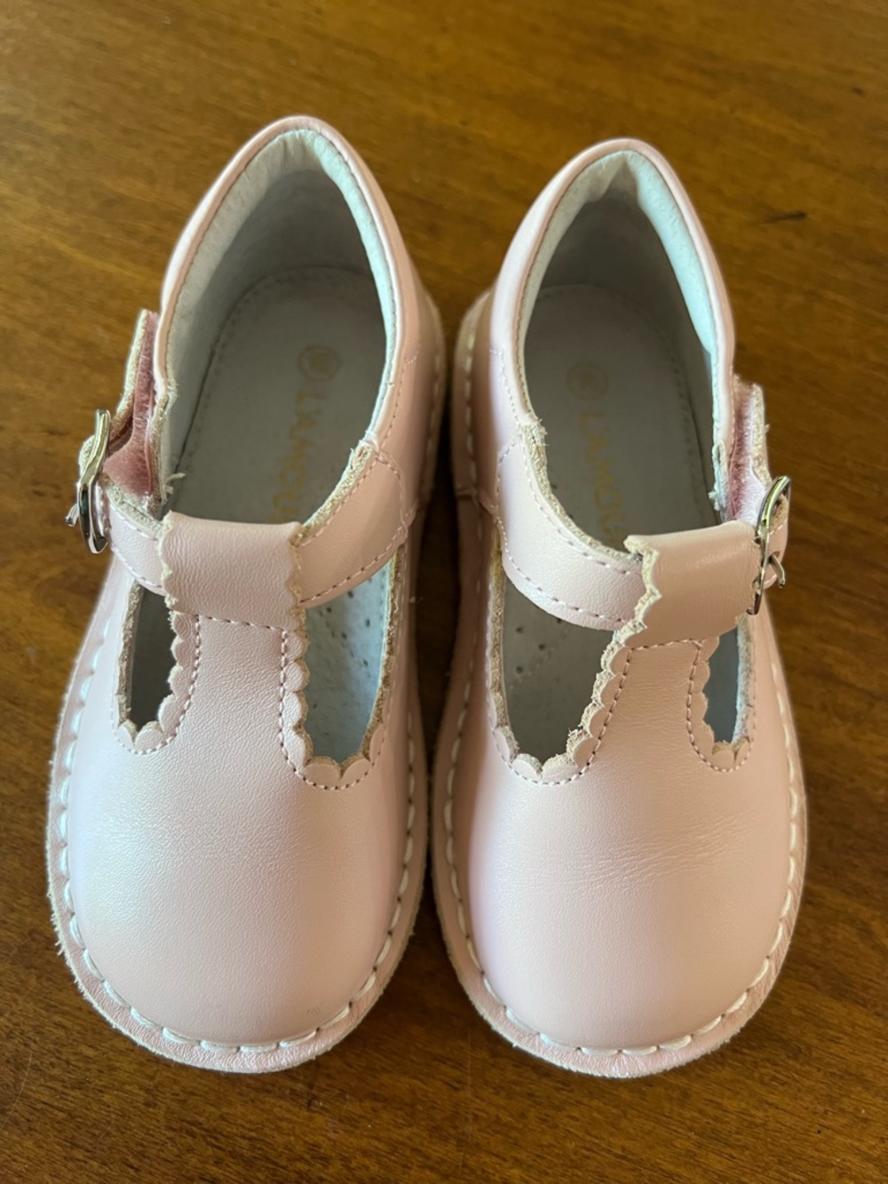 L’Amour Scalloped T-Strap Mary Jane Shoes
